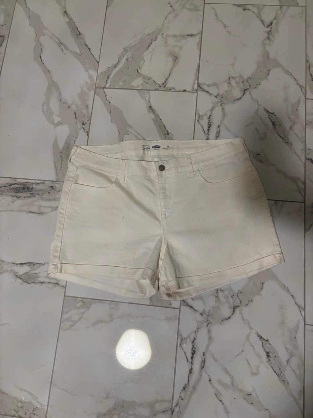 Old Navy Cream Roll-Hem Denim Shorts